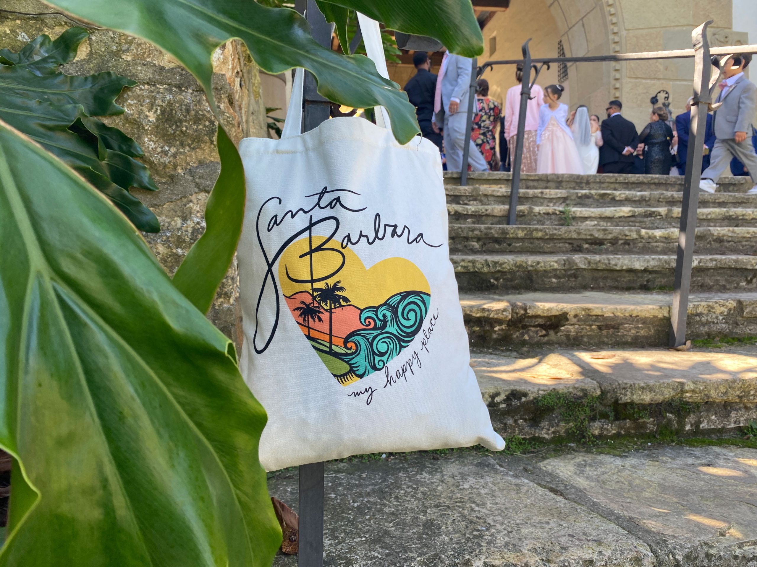 Santa Barbara Tote Bag at Courthouse Wedding